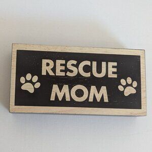 NWT 'Rescue Mom' Paws Wooden Box Sign Home Table Decor Michael's Pets Animal NEW